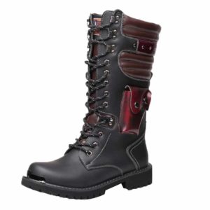 Botas Martin para Hombre de Tubo Alto, para niños de Gran tamaño de 37-46, de Moto de Cuero con Cordones