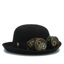 Sombrero Steampunk del jugador de bolos negro a mano para las mujeres Hombres