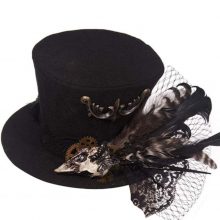 WFTD Steampunk Topper Sombrero De Fieltro Negro Traje De Vestir para Fiesta Adultos Y Niños Grandes